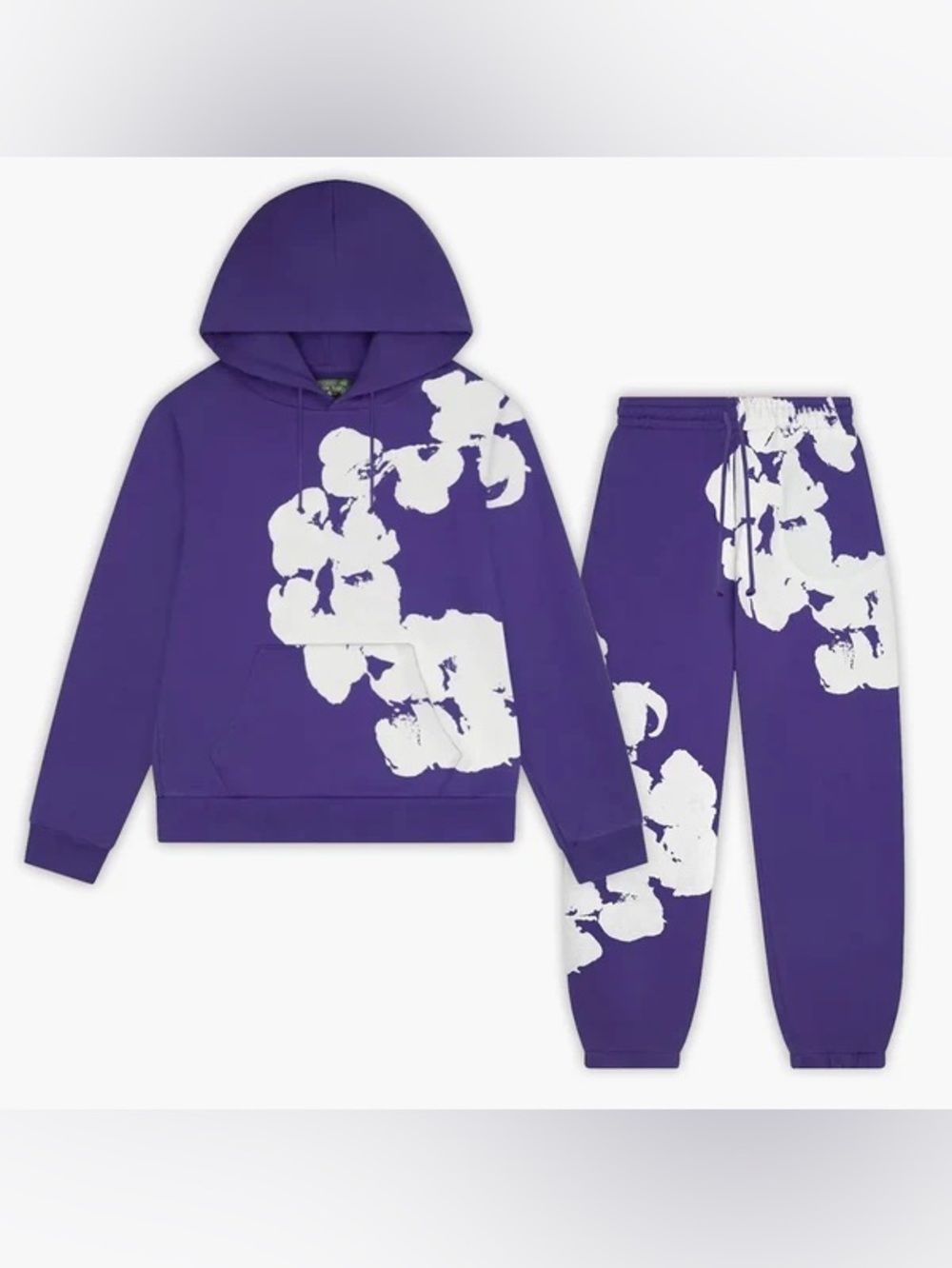 Denim Tears Big Cotton Wreath Hoodie + Sweatpants Sweatsuit Purple